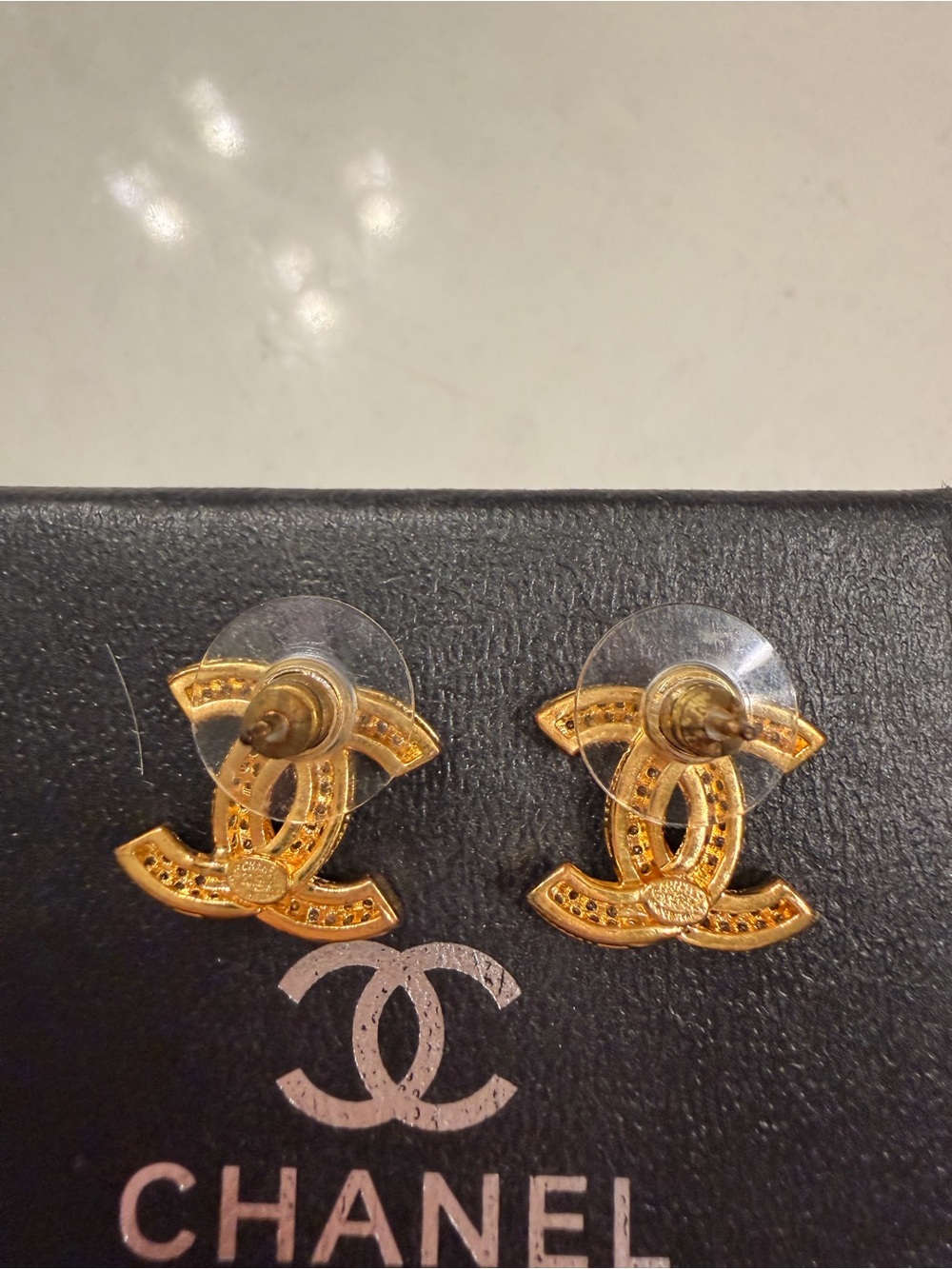 CHANEL Gold CC Crystal Stud Earrings - Picture 3 of 3